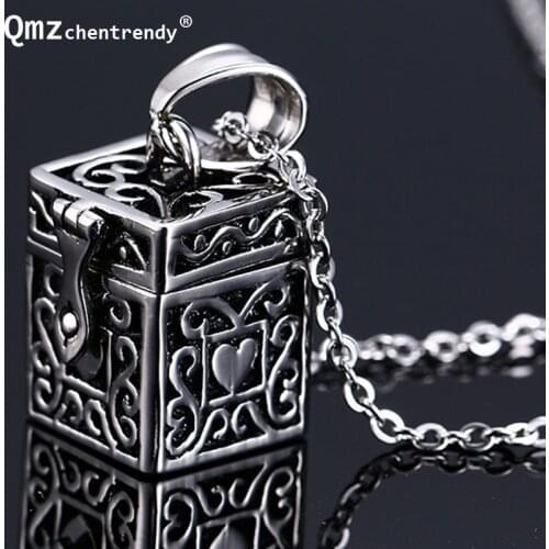 Vintage Cylinder Openable Cremation Funeral Jewelry Stainless Steel Tibetan bombonne Box Pet Cremation Ash Urns Necklace Jewelry