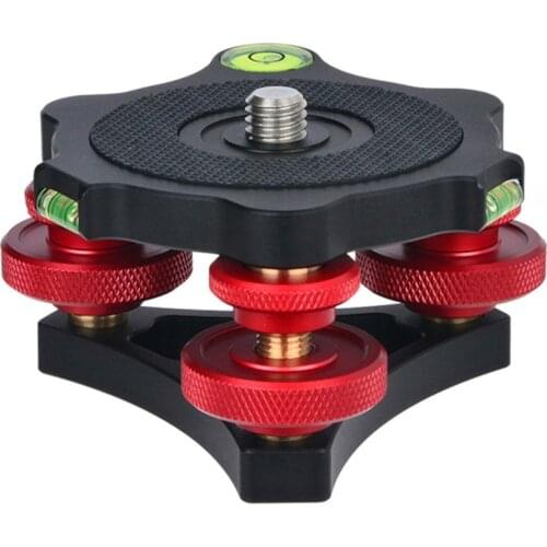 LP-64 Camera Tripod Head Leveling Base Aluminum Alloy Triple-wheel Precision Leveler Bubble Level 3/8" Screw Load 15kg