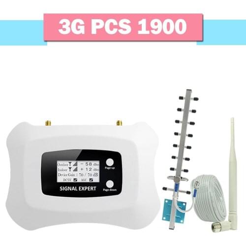 Walokcon 3G Internet Signal Booster PCS 1900 Cellular Signal Ampilifer 70dB Gain LCD Display 3G 1900 Mobile Phone GSM Repeater