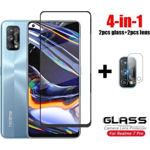 4-in-1 Glass Realme 7 Pro Full Cover Tempered Glass For Oppo Realme X7 X 7 Pro 7i Camera Lens Screen Protector Film Realme 7 5G