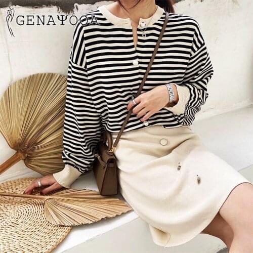 Genayooa Striped Knit Set Women 2 Piece Set Women 2020 Autumn Winter Skirt Two Piece Set Korean Style Elastic Two Piece Outfits