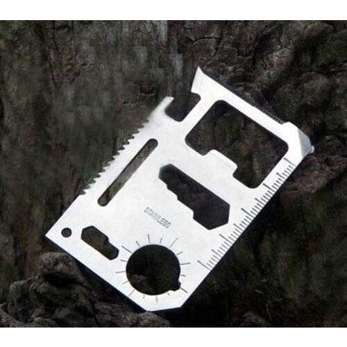 100pcs 11 in 1 Emergency Outdoor Multi Tool Army Marine Military Hunting Survival Kit Pocket Credit Card Knife Smart