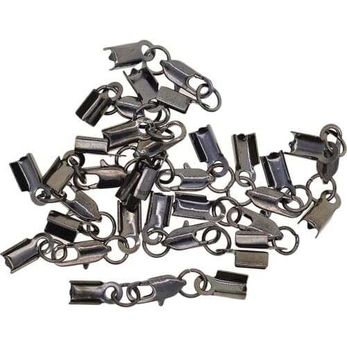 12x Crimp Clamps Clip Cord End Cap Connector Lobster Clasp Jewelry Findings