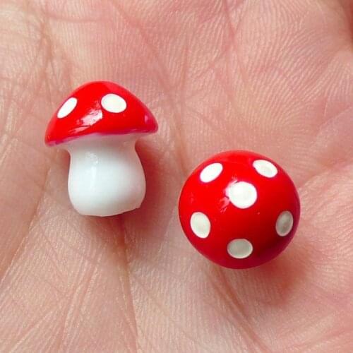150pcs 3D Mushroom Cabochon / Miniature Mushroom 11mm x 13mm / Red) Kawaii Fairy Tale Embellishment Fairy Garden Terrarium