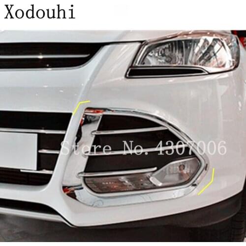 For Ford Kuga Escape 2013 2014 2015 2016 Car Styling ABS Head Front Fog Light Lamp Frame Cover Trim Decoration Protection 2pcs