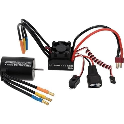 3650 3900KV 4P Sensorless Brushless Motor 60A Brushless Elec Speed Controller ESC w/ 5.8V/3A Switch Mode BEC for 1/10 RC Car