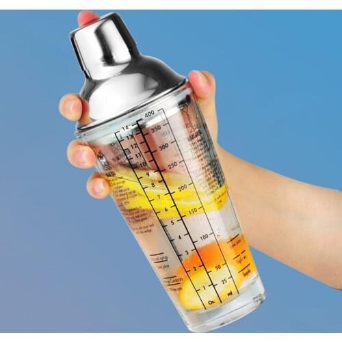 400ML Party Bar Whiskey Champagne Cocktail Shaker Bartender Tools Bar Accessories Juice Hand Shake Cup Transparent With Scale