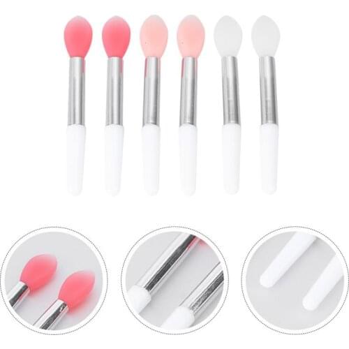 6/100pcs Portable Single Head Makeup Brushes Multifunctional Silicone Lip Brushes Makeup Brushes Cosmetic Tool