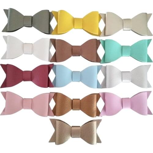 20pcs/lot, Metallic Color Faux Leather Bows With Clips, Hair Bow Hair Clilps,Hair Accessories 13 Color