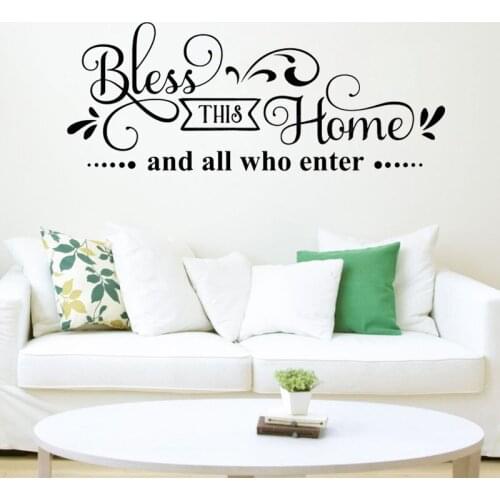 Bless This Home Wall Sticker Entryway Home Decor Wall Decals Living Room Bedroom Decoration Vinyl Wall Art Murals Poster