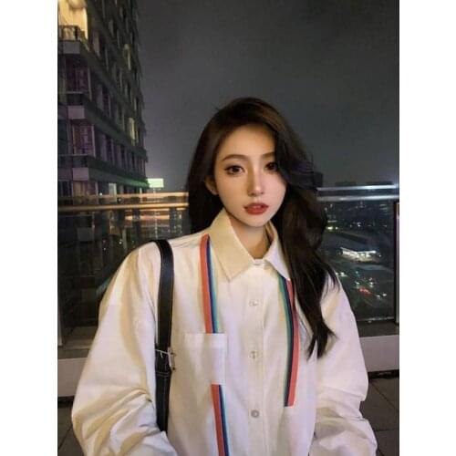 Women Blouse Office Lady Turn-down Collar Full Appliques Office Lady Chiffon Girls Shirt Korean Sweet Loose Shirts All-match