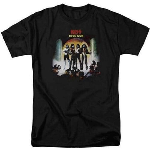 Kiss Love Gun Album Cover Adult T-Shirt Heavy Metal Music Cotton Tee Shirt Full-figured