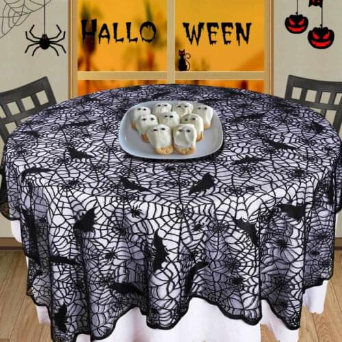 Black Spider Net Halloween Party Decoration Table Cloth Fireplace Ornament Spider Lace Table Cloth