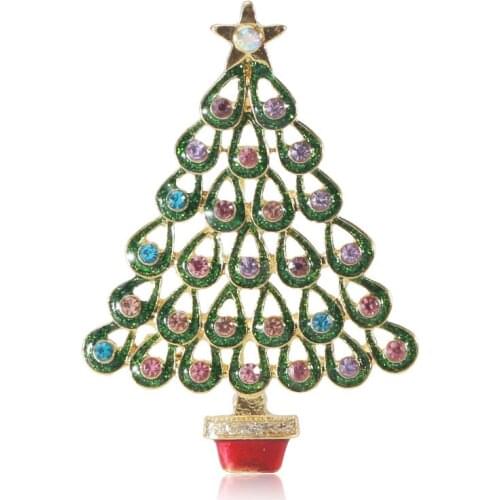 CINDY XIANG New Arrival Rhinestone Christmas Tree Brooches For Women And Men 2021 New Year Enamel Plant Brooch Pins Jewelry Gift