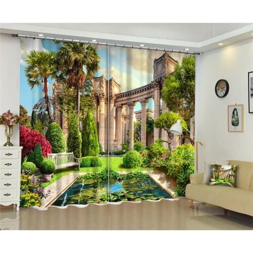 Courtyard decoration Curtains Luxury Blackout 3D Window Curtain living room Bedroom Cortina Drapes Rideaux Customized pillowcase
