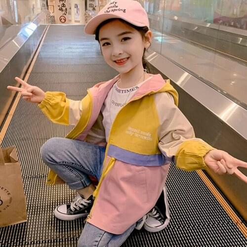 Girls Babys Kids Windbreaker Coat Jacket Outwear 2021 Hooded Spring Autumn Overcoat Top Formal Beach Cardigan Childrens Clothi