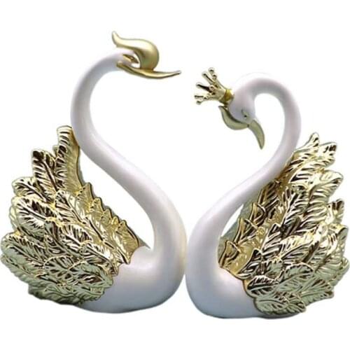 2 Pieces of Swan Ornaments Figurines,Swan Cake Decoration,Car Figurines Decoration,Home Wedding Christmas Decoration