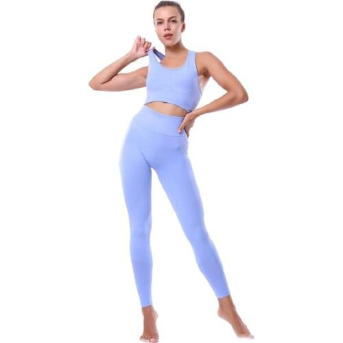 Yoga Sets Women Gym Sports Set Elastic Sports Hight Waist Leggings Sportswear Workout Sets Women Yoga Sets Women Gym Sports Set