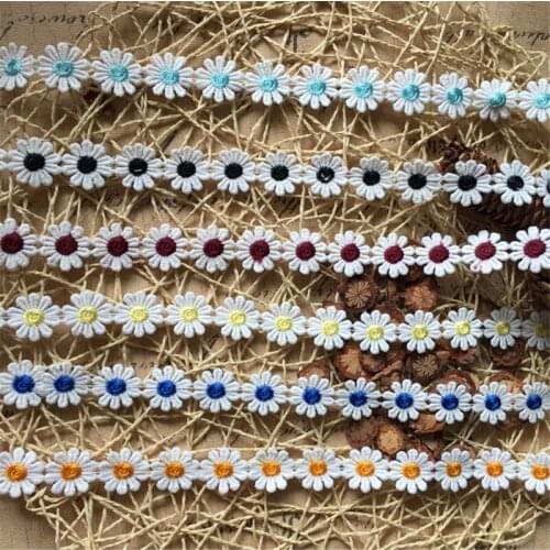 5Colors 15Yards/ lot 2.5cm Daisy Flower Venice Lace Applique Sewing Trims Doll LC0059
