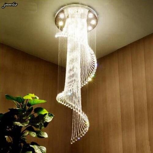 Jmmxiuz Modern Luxury Large Crystal Luxury Chandelier Long Stair Spiral Luminaires for Hotel Living Room Villa