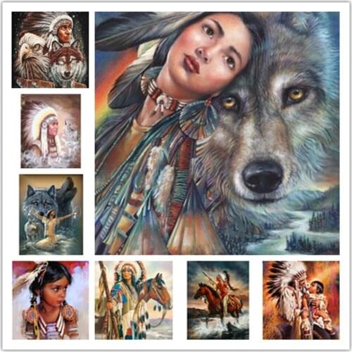 5D Character Diamond Painting Indian Warrior DIY Diamond Embroidery Kit Cross Stitch Mosaic Home Decoration