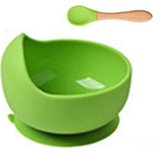1Set Bowl Multifunctional Easy to Clean Strong Suction Baby Silicone Bowl and Spoon Set for Dishes