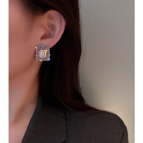 New personality creative square earrings luxury fashion casual dance party earrings for women holiday gifts