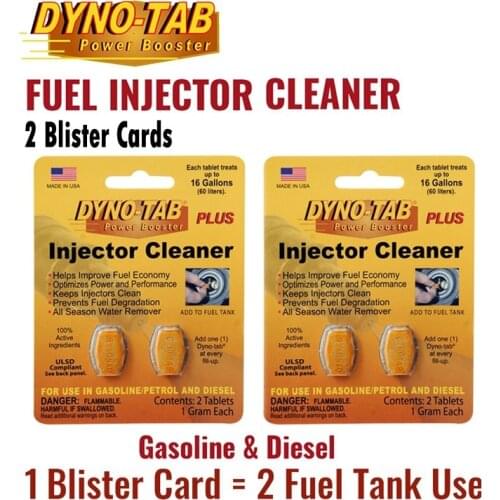 Dyno tab fuel injector cleaner Petrol Gasoline and Diesel fuel treatment economy Save carbon cleaner (2 Blister Cards)