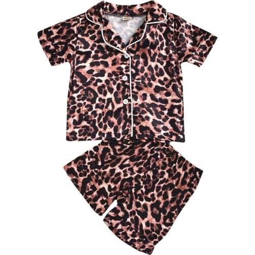 Infant Baby Girls Pajamas Summer Fashion Leopard 2PCS Outfits Short Sleeve Blouse Top Shorts Nightwear Set for Toddler Girls