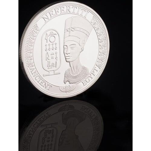 Silver Plated Ancient Egypt Nefertiti Commemorative Challenge Coin Collection New Souvenir Coins Festival Gift Drop shipping