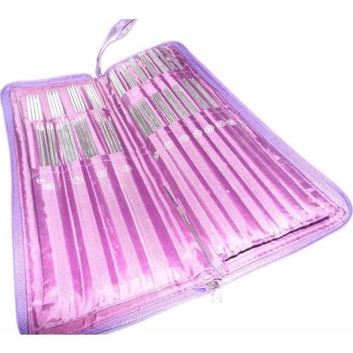 22 Sizes Straight Knitting Needles 104pcs Stainless Steel Straight Ring Circular Knitting Needles Crochet Hook Weave Set