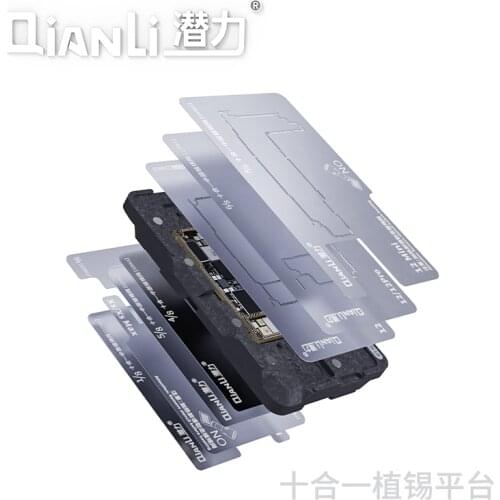 Qianli 10 in 1Middle Layer Board BGA Reballing Stencil Plant Tin Platform for iPhone X-12ProMax Mainboard Rework WeldingTools