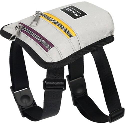 Adjustable Service Pet Supply Backpack Bulldog Medium Dog Harness with Self-Wearing Bag for Camping Hiking Travel Training Gear