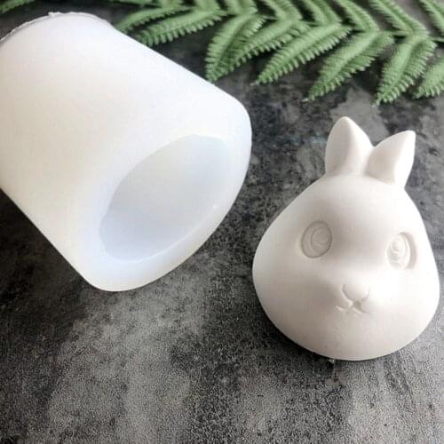 Cartoon Rabbit Head/Puppy Fondant Silicone Mold Car Aromatherapy Gypsum Diffuse Stone Candle Cake Decoration Mold