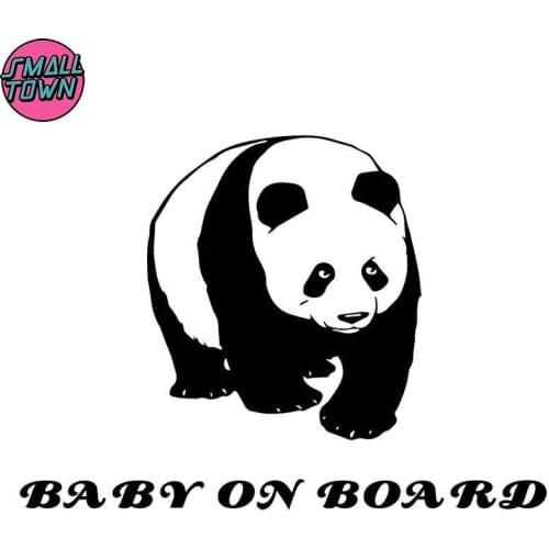 Small Town 16.8X12CM Animal Panda BABY ON BOARD Warning Car Stickers Funny Fashion Window Decal C25-0294