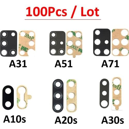 100Pcs Back Rear Camera Glass Lens With Adhesive For Samsung Galaxy A30 A20 A10 A40 A50 A70 A31 A41 A51 A71 A30s A50s A70s A21s