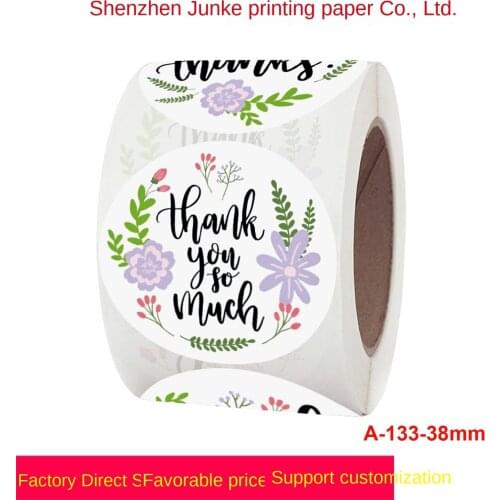 Rolled flowers thank you sticker party supplies