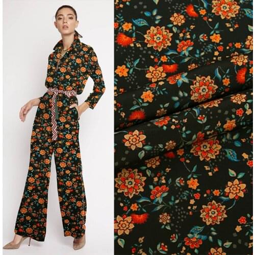 Antique Gambiered Canton Gauze mulberry silk crepe de chine fabric cloth 138 cm width 14 mm printed dress shirt sewing fabric