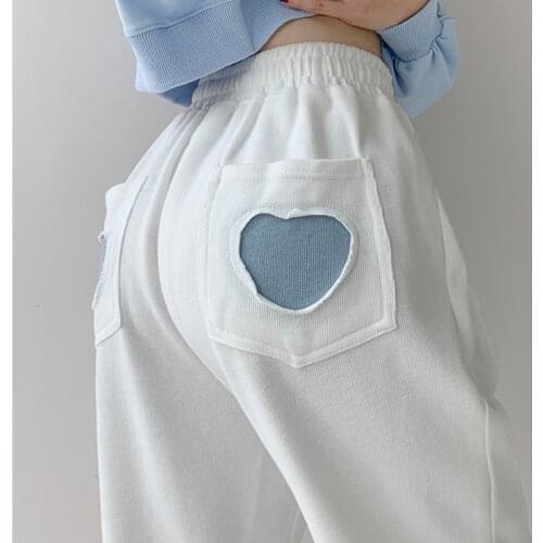 TVVOVVIN 2021 Spring Solid Color High Waist Casual Trouser Women Loose Drawstring Heart Pocket Tie Feet Sweatpants R11V