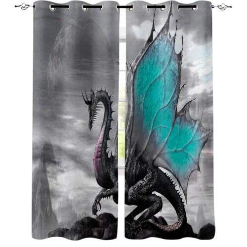 Magic Western Dragon Retro Print Curtains for Living Room Drapes Cortinas for Kids Boy Girl Bedroom Window Treatments