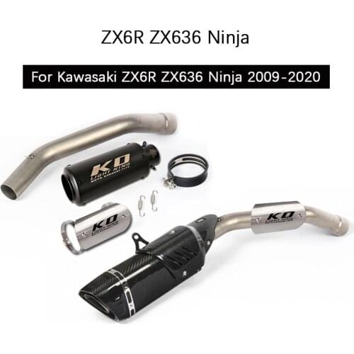 For Kawasaki ZX6R Ninja ZX636 2009-2020 Motorcycle Exhaust Mid Pipe Slip On 51mm Muffler with DB Killer Escape Delete Catalyst