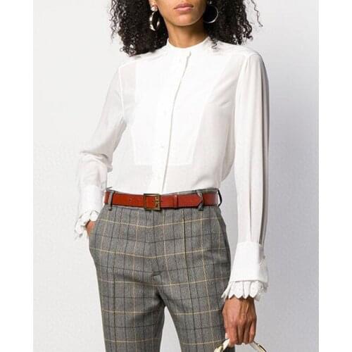 Autumn Winter New 11.19 Fashion Casual Lace Patchwork White Silk Shirt Women Temperament Comfortable Blouse