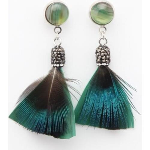 Beadsland peacock feathers dangle earring vintage fashion women dangle earring high quality peacock feathers drop earring
