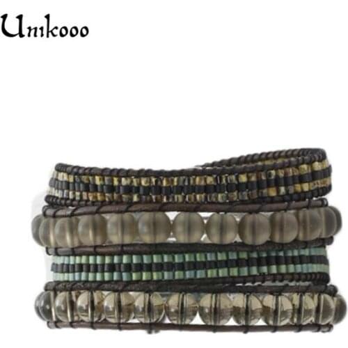 Bracelet Personnalise Wrap Bracelet for Women Seed beads Design Handmade Multilayer Wax Cord Custom Bracelet Rope Jewelry