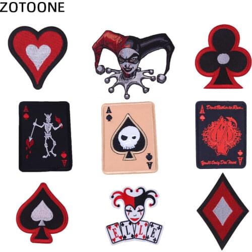 ZOTOONE Embroidery Stickers Patch Playing Pokers Cards Sew On Iron-on Arm Badge For Jeans Clothing Hat Garment Accessories G