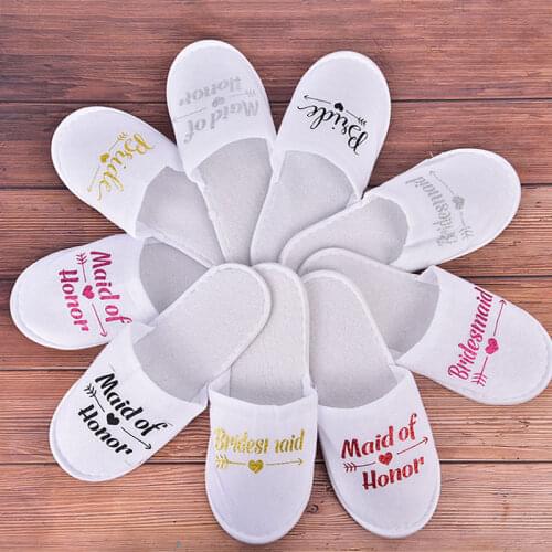 1 Pair Bridesmaid Hen Party Spa Soft Slippers Ladies Bachelorette Party Supplies Gift Bride Shower Bride Wedding Decoration