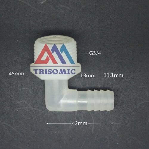 11.1mm*G3/4 Elbow screw thread type Connector Tube Joiner Material PP Plastic Fitting Tank Airline acid and alkali resistant