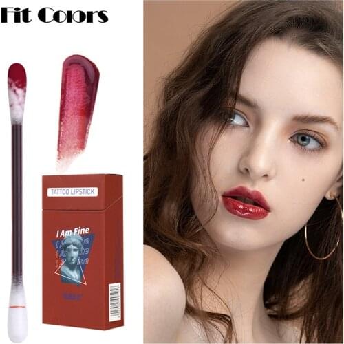 20pcs/set Lipstick Cotton Swabs Female Lip Cosmetics Portable Waterproof Liquid Non-stick Cup Lipstick Tattoo Effect Lip Gloss