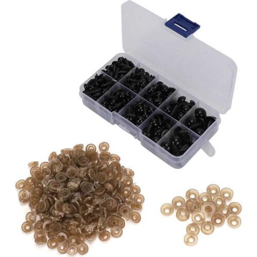 240pcs Safety Black Doll Eyes Plastic Screw Type for Teddy Bear Doll Animal Hand Craft Felted Toy Black DIY Funny Plastic Craft