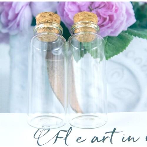 50Pcs 40ml Small and Cute Clear Glass Container with Corks Originality Handicraft Refillable Vials Cosmetics Gifts Bottles